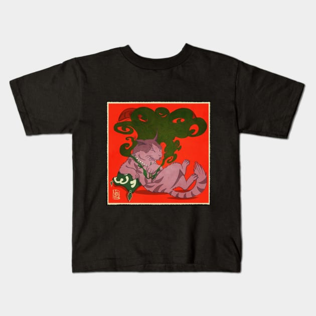 Monmon smoking japan cat Kids T-Shirt by NevermindOnArt